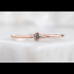 Stacking ring: 14k rose gold, bezel set diamond
